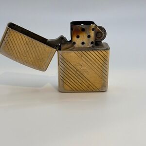 Vintage 1993 Zippo Lighter Gold Tone Pinstripe Engraved Ken D IX Bradford PA